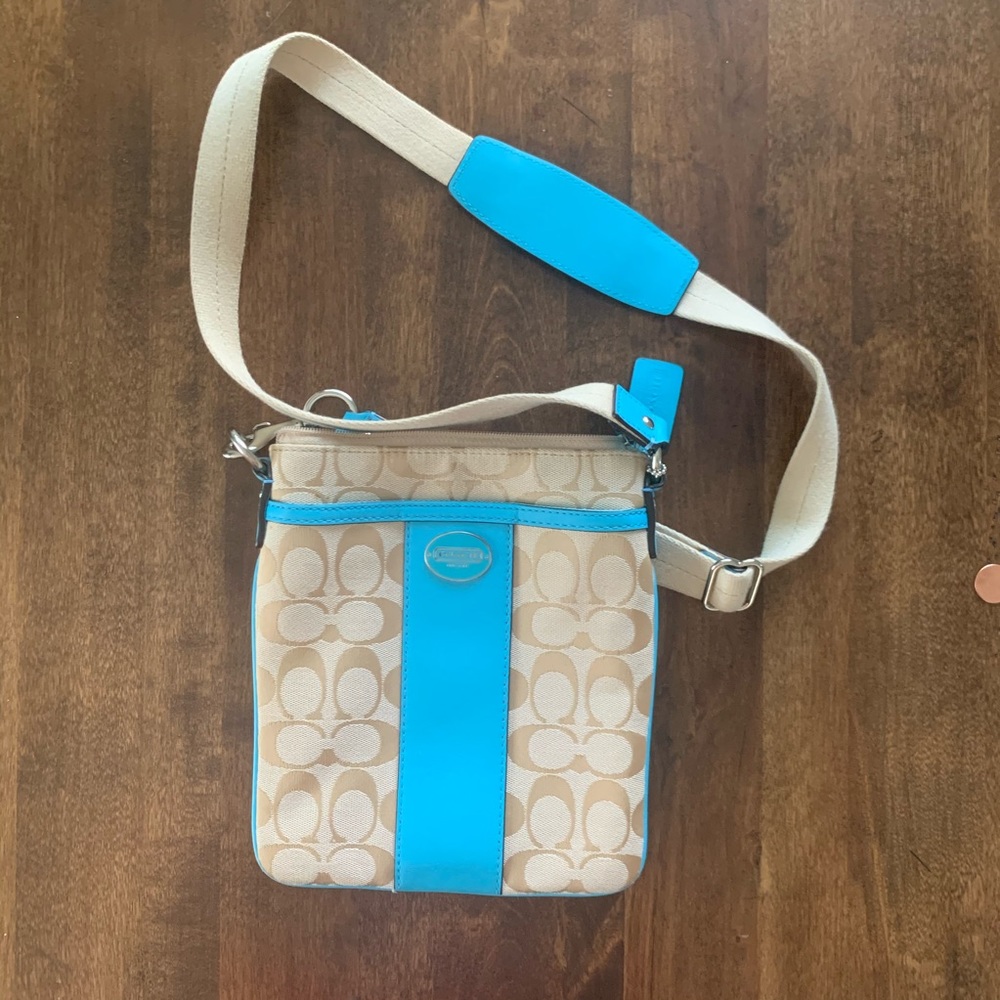Coach Cross Body Bag Turquoise